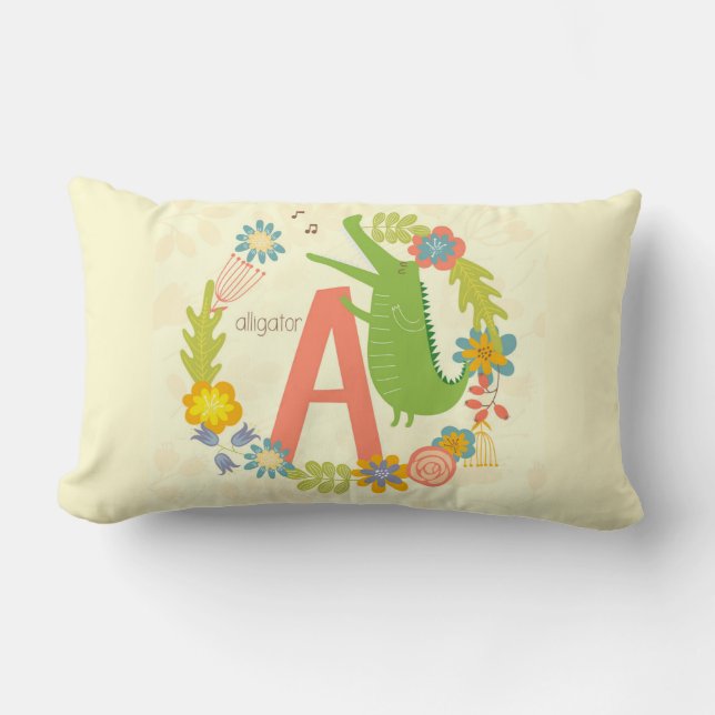 Coussin Rectangle Série Alphabet Animal Alligator   (Recto)