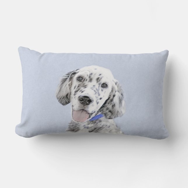 Coussin Rectangle Setter anglais Blue Belton Peinture Art Chien (Recto)