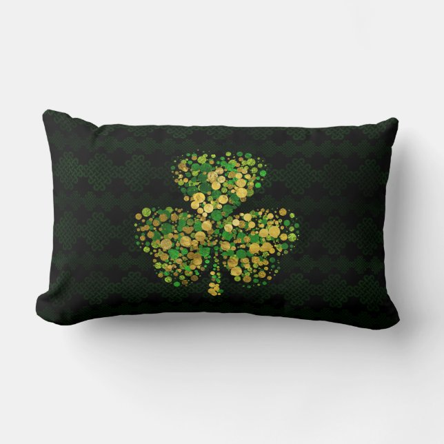 Coussin Rectangle Shamrock irlandais décoratif - or et vert de (Recto)