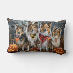Coussin Rectangle Shetland Sheepdog Halloween Éffrayant