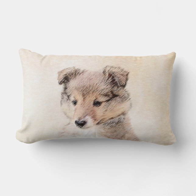 Coussin Rectangle Shetland Sheepdog Puppy Peinture Chien original ar (Recto)
