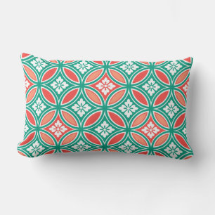 Coussin Rectangle Shippo avec le motif, la turquoise et le corail de