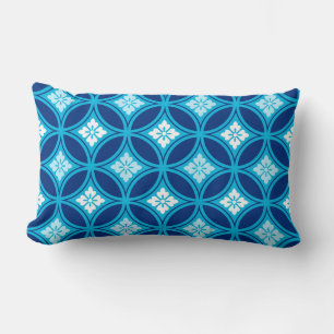 Coussin Rectangle Shippo avec Motif à Fleur, Deep Indigo Blue