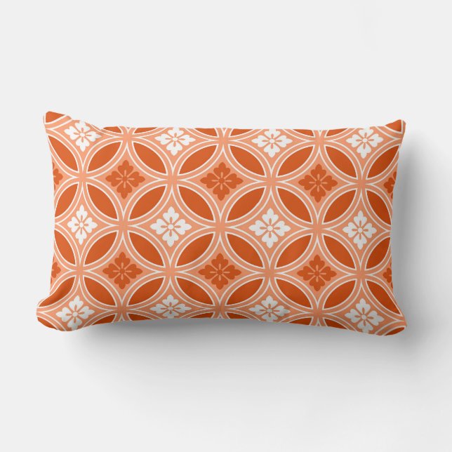Coussin Rectangle Shippo avec Motif Fleur, Mandarin Orange (Recto)