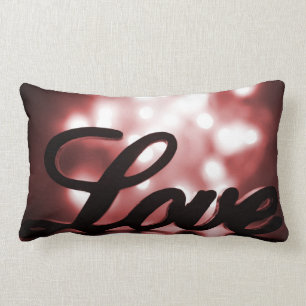 Coussin Rectangle Signe d'amour avec les lumières rouges d'étincelle