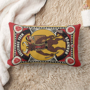 Coussin Rectangle Signe de Noël de Krampus portant des jouets