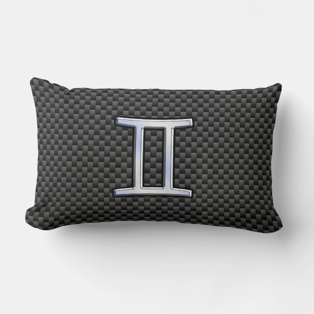 Coussin Rectangle Signe du zodiaque Gémeaux Style Fibre de Carbone C (Recto)