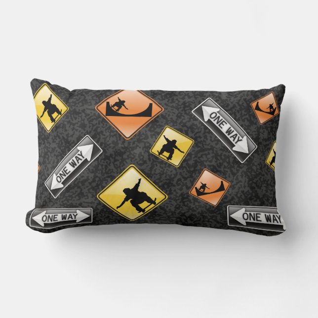 Coussin Rectangle Signes routières de patinage (Recto)