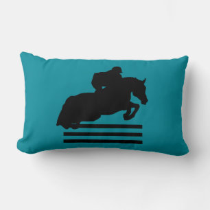 Coussin Rectangle Silhouette de cavalier de saut d'obstacles