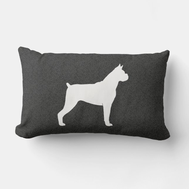Coussin Rectangle Silhouette de chien de boxeur (oreilles cultivées) (Recto)
