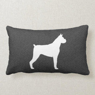 Coussin Rectangle Silhouette de chien de boxeur (oreilles cultivées