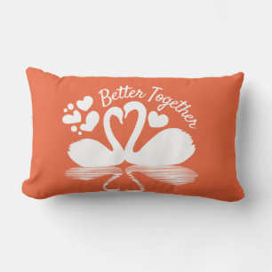 Coussin Rectangle Silhouette de deux cygnes dans l'eau