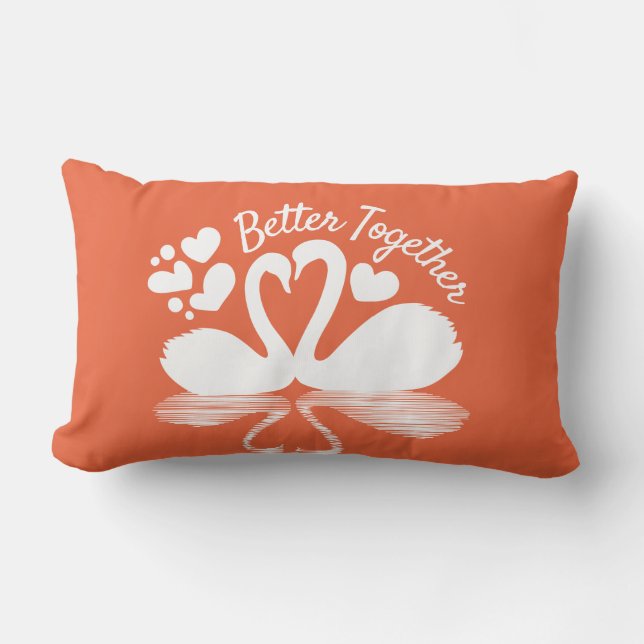 Coussin Rectangle Silhouette de deux cygnes dans l'eau (Recto)