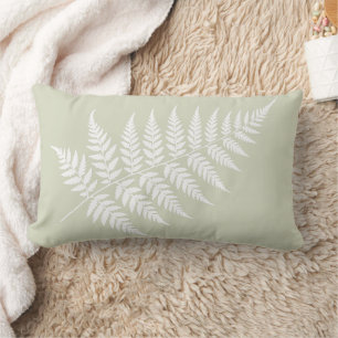 Coussin Rectangle Silhouette de fougère blanche minimaliste vert sau