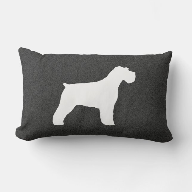 Coussin Rectangle Silhouette de Schnauzer (oreilles naturelles) (Recto)