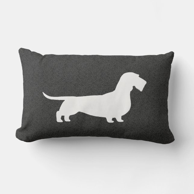 Coussin Rectangle Silhouette de teckel à poil dur (Recto)