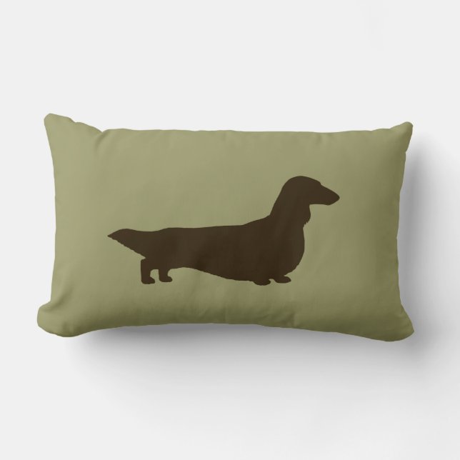 Coussin Rectangle Silhouette de teckel (Dachsie aux cheveux longs) (Recto)