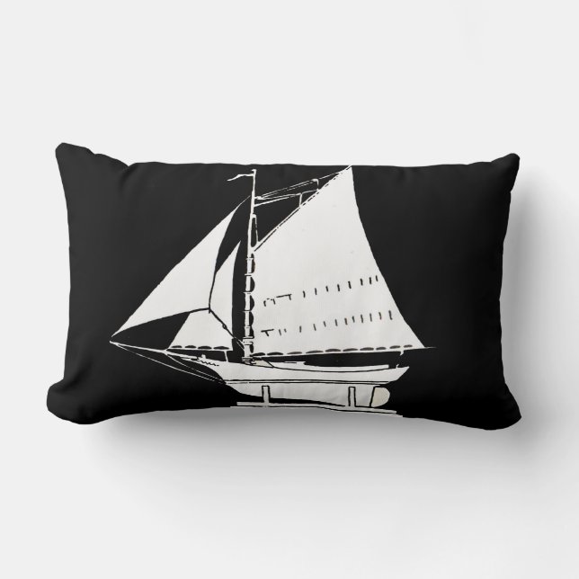 Coussin Rectangle silhouette de voilier (Recto)