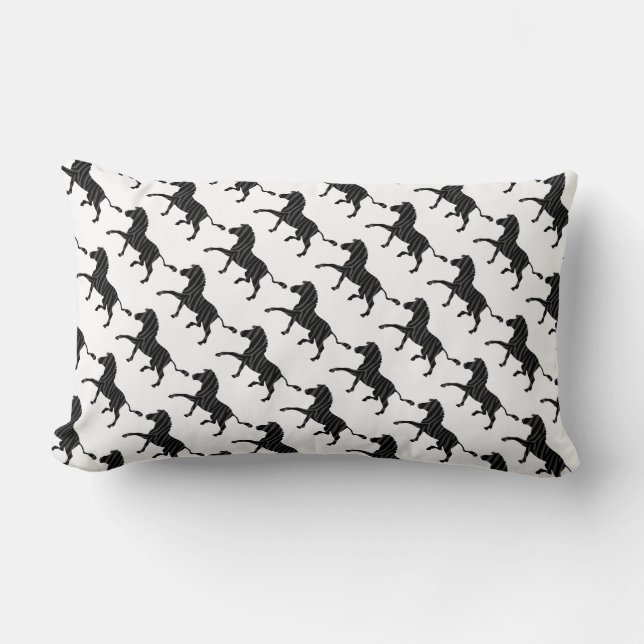 Coussin Rectangle Silhouette d'impression noir et gris Zebra (Recto)