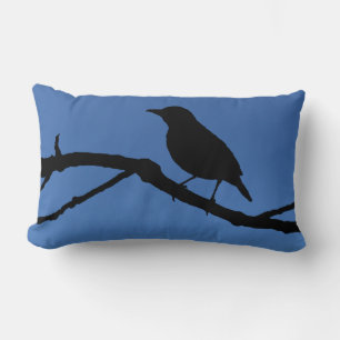 Coussin Rectangle Silhouette d'oiseau chanteur