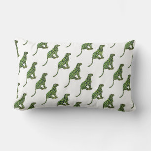 Coussin Rectangle Silhouette léopard noir et vert
