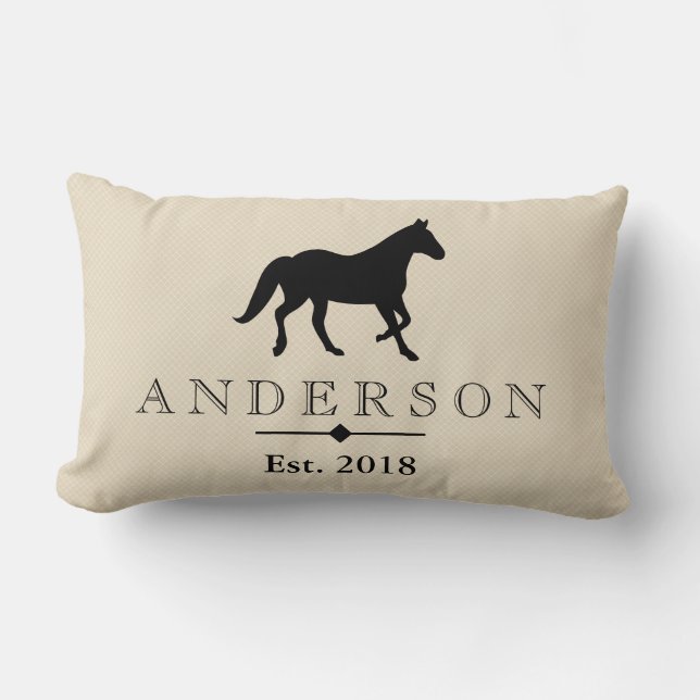 Coussin Rectangle Silhouette noire élégante | de cheval personnalisé (Recto)