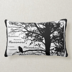Coussin Rectangle Silhouette noire et de blanc plus jamais de Raven