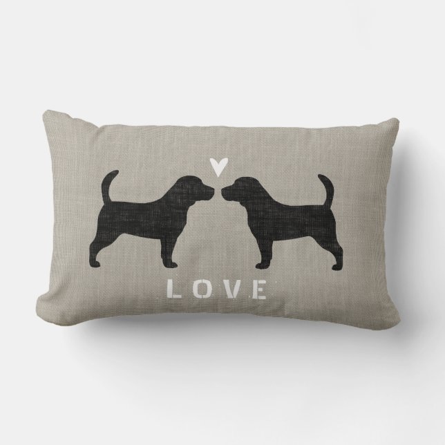 Coussin Rectangle Silhouettes beagles amour (Recto)