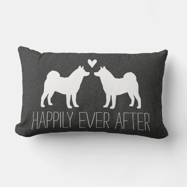 Coussin Rectangle Silhouettes d'Akita avec cœur et texte (Recto)