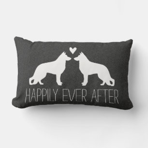 Coussin Rectangle Silhouettes de Berger Allemand avec cœur et texte