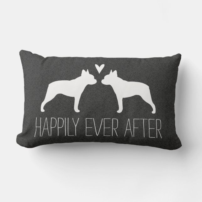 Coussin Rectangle Silhouettes de Boston Terrier avec le texte de (Recto)
