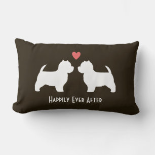 Coussin Rectangle Silhouettes de chien Westie avec cœur et texte