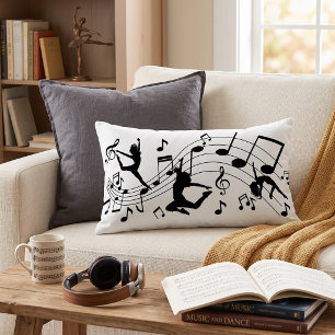 Coussin Rectangle Silhouettes de Danse Notes de Musique