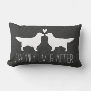 Coussin Rectangle Silhouettes de golden retriever avec le coeur et