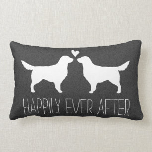 Coussin Rectangle Silhouettes de golden retriever avec le coeur et
