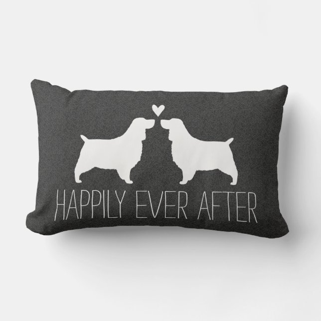 Coussin Rectangle Silhouettes de springer spaniel avec le coeur et (Recto)