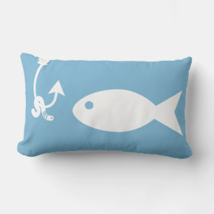 Coussin Rectangle Silhouettes et ver de poisson côtier   Monogramme