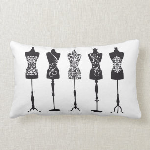 Coussin Rectangle Silhouettes vintages de mannequins de mode
