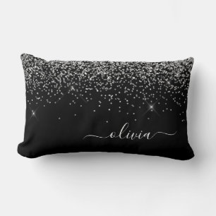 Coussin Rectangle Silver Black Girl Parties scintillant étincelante