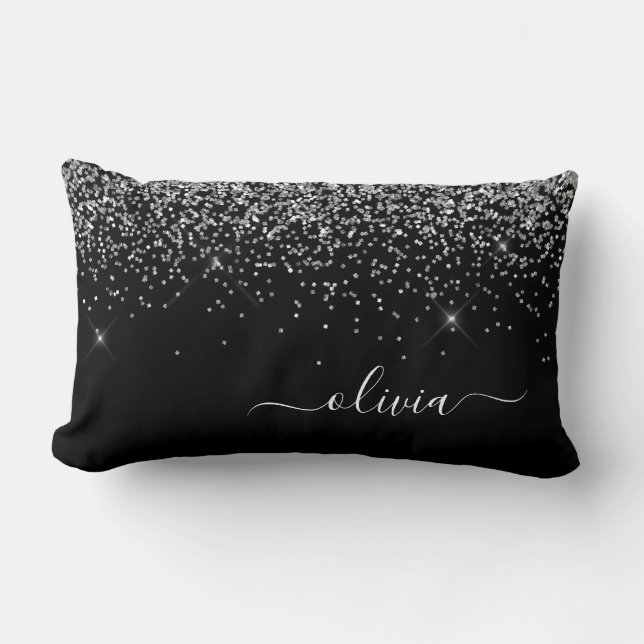 Coussin Rectangle Silver Black Girl Parties scintillant étincelante  (Recto)