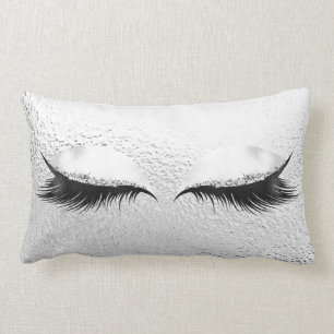 Coussin Rectangle Silver gris blanc Lashs métalliques maquillage Ve
