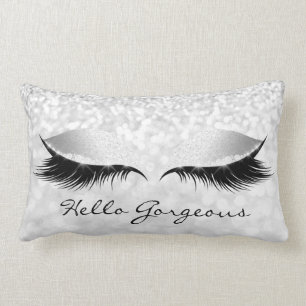 Coussin Rectangle Silver gris Lashes de maquillage gris Hello Gorgey