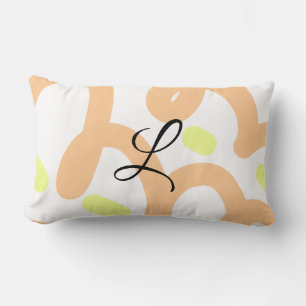 Coussin Rectangle Simple aquarelle orange jaune ajoutez votre monogr