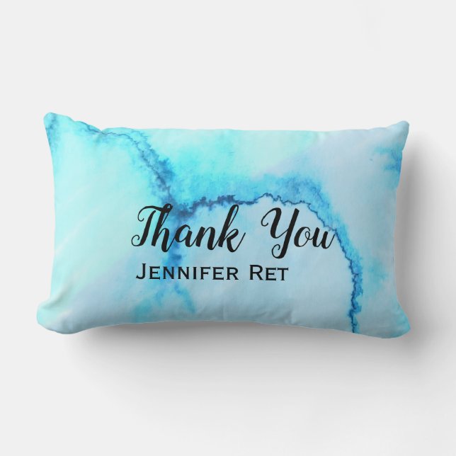 Coussin Rectangle simple minimal noir calligraphie merci ajoutez nom (Recto)