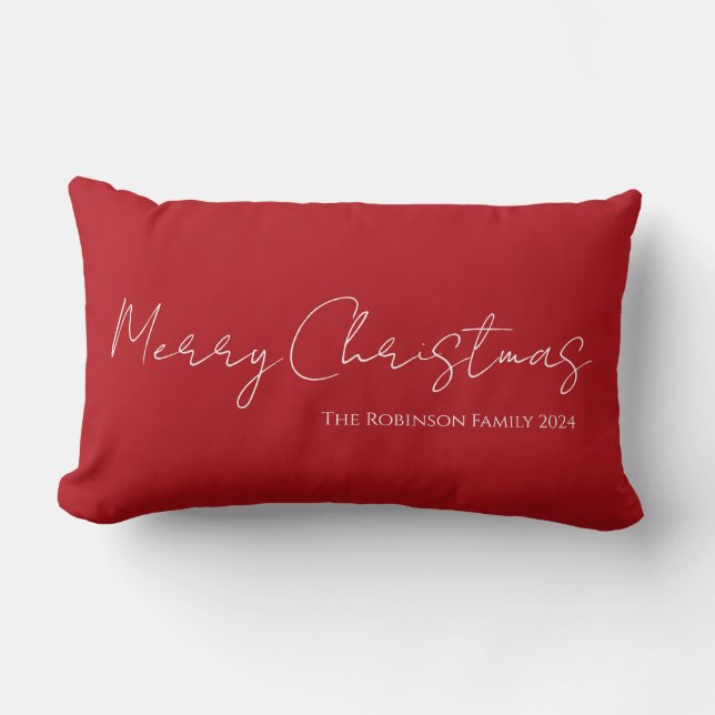 Coussin Rectangle Simple moderne Joyeux Noël Script Rouge (Recto)