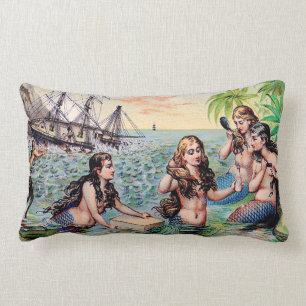 Coussin Rectangle sirènes vintages dans l'océan