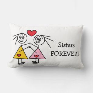 Coussin Rectangle Sisters FOREVER mignon fille bâton Figurines Desig