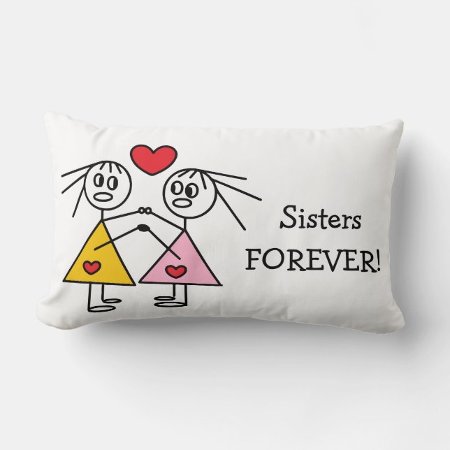 Coussin Rectangle Sisters FOREVER mignon fille bâton Figurines Desig (Recto)