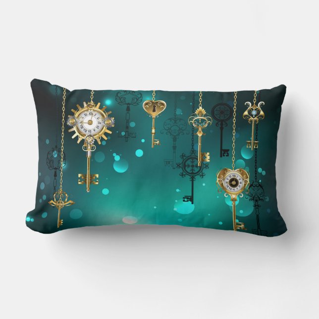 Coussin Rectangle Skeleton Keys on Green Background (Recto)