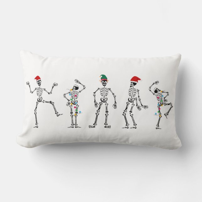 Coussin Rectangle Skeletons de Noël dansants (Recto)